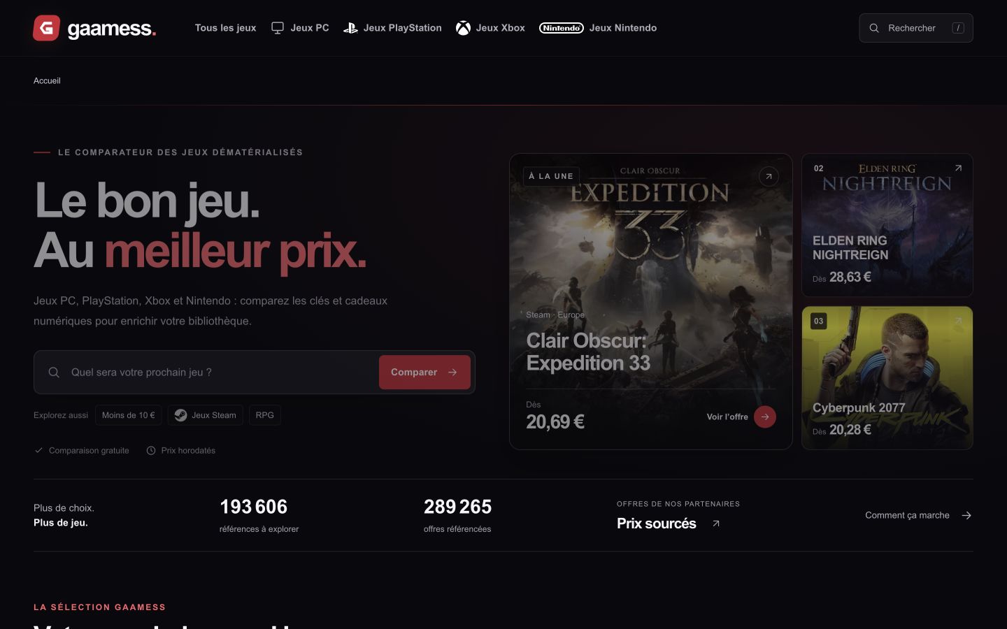 Aperçu du site Gaamess le 13 octobre 2026