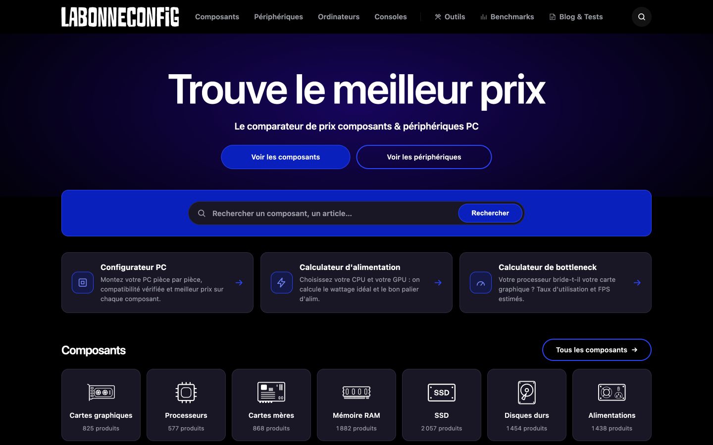 Aperçu du site LaBonneConfig le 13 octobre 2026